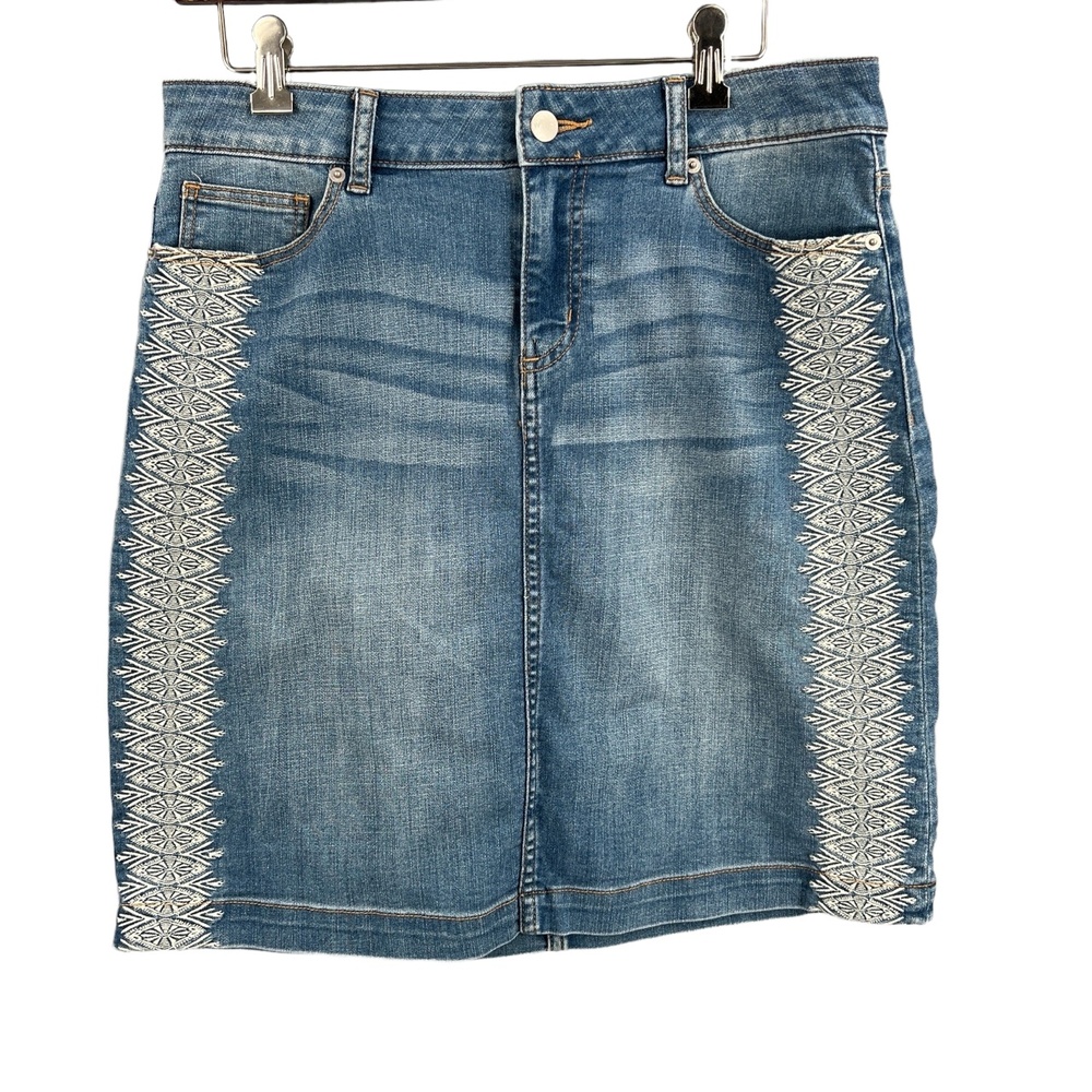 Westport Denim Skirt Mini Embroidered Boho Cowgirl Casual Festival‎ Size 10